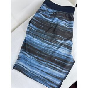 Lululemon Men's Size Large Linerless Shorts Blue Black Training Shorts